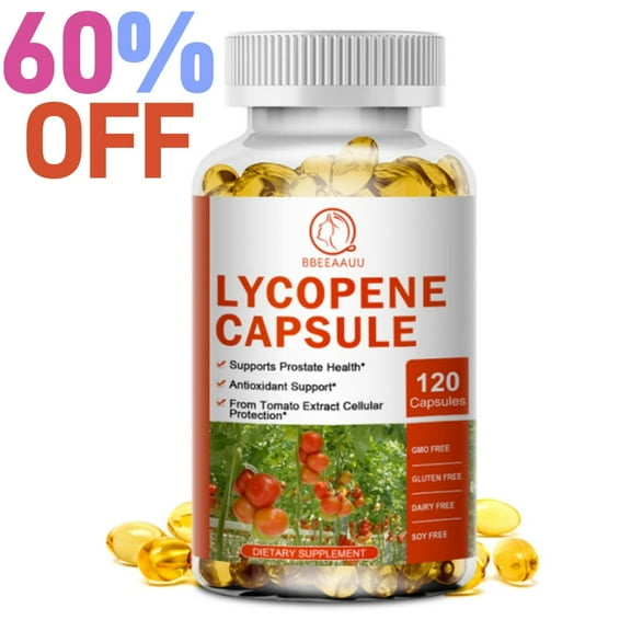 Lycopene Supplement 20 mg Capsules - Organic Tomato Extract Lycopene - Support Normal Prostate Health and Normal Heart Function for Men & Women - 120 Vegan Capsule