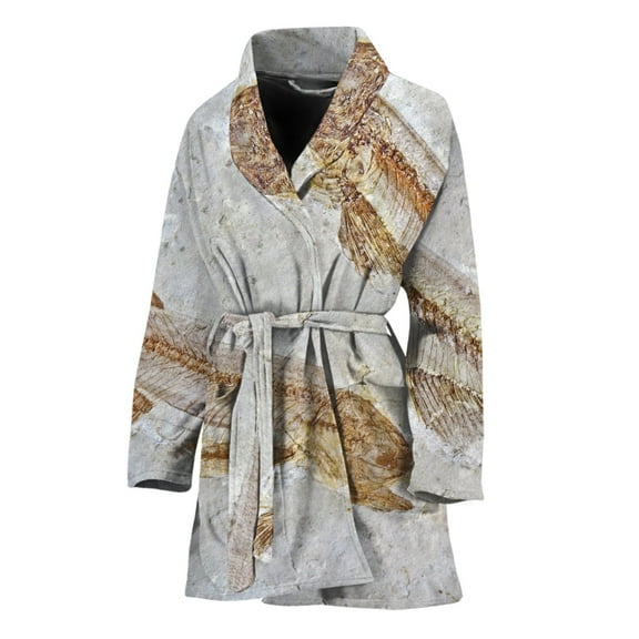 Lycoptera Fish Fossil Women Bathrobe One Size Univeral Fits Fashion Lightweight Plush Fleece Long Robe For Women