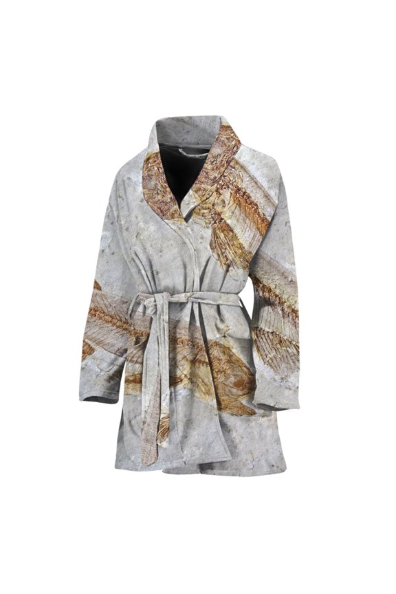 Lycoptera Fish Fossil Women Bathrobe One Size Univeral Fits Fashion Lightweight Plush Fleece Long Robe For Women