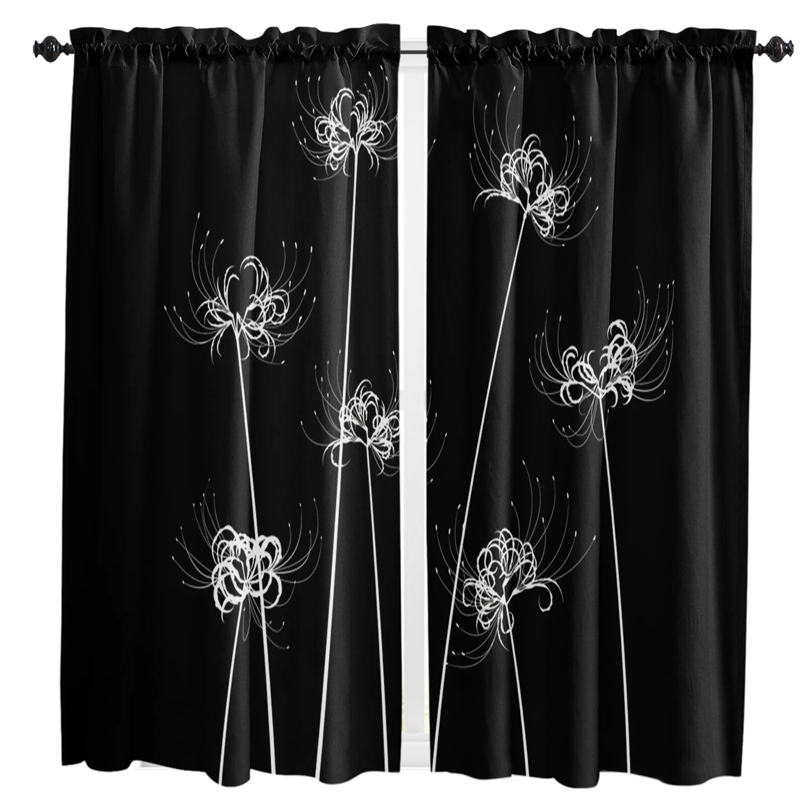 Lycoris Flower Black Curtains for Living Room Bedroom Curtains Kitchen ...