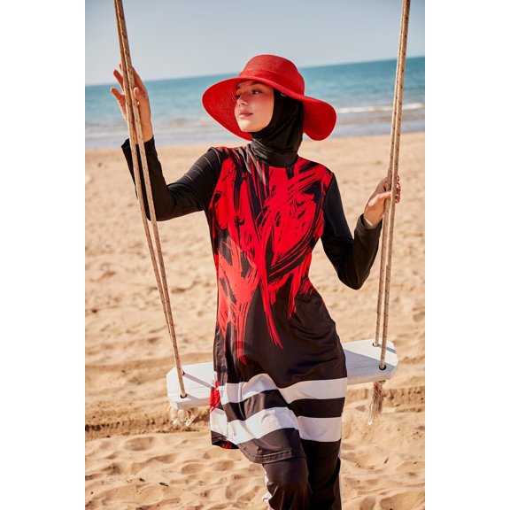 Lycra Black Burkini Modest Swimwear M2303