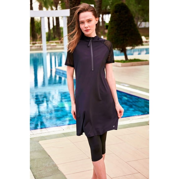 Lycra Black Burkini Modest Swimwear M2448