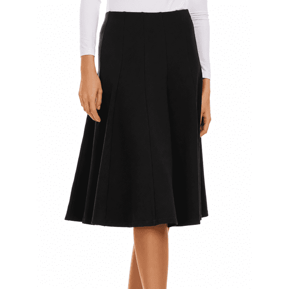 BGDK Premium Lycra Skirt – Thick, and Opaque Pleated Skirt with Stretch Waist Knee-Length & Midi-Length Options Black Small