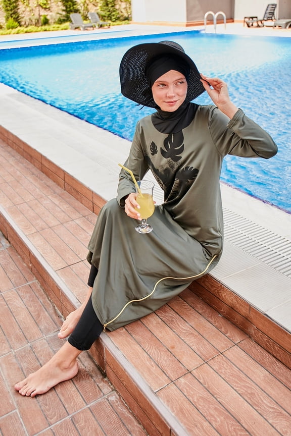 Lycra Khaki Burkini Modest Swimwear M2021 USA