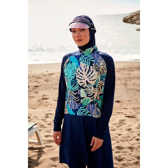 Lycra Navy Burkini Modest Swimwear M2490