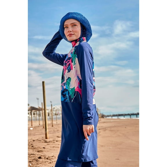 Lycra Navy Burkini Modest Swimwear M2497