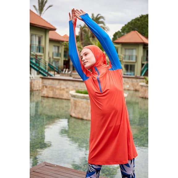 Lycra Orange Burkini Modest Swimwear M2472