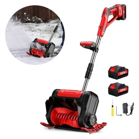 Paddsun Electric Snow Blower, 20V 12 inch Cordless Battery Powered Snow Thrower with Adjustable Auxiliary Handle