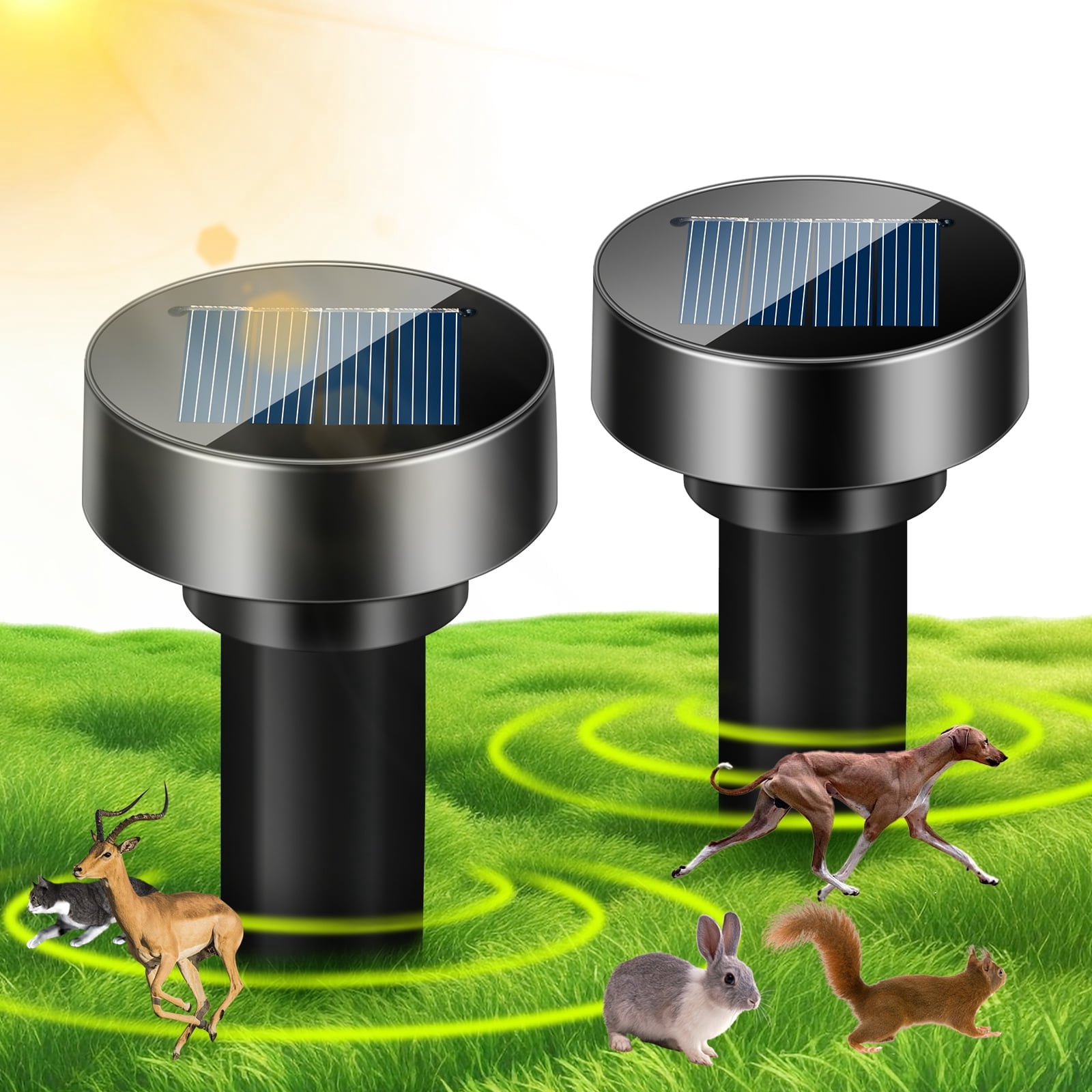 Paddsun Mole Repellent, 2 Pack Solar Powered Vole Repellent Outdoor ...