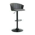 thumbnail image 1 of Lydia Adjustable Black Wood Bar Stool in Gray Faux Leather with Black Metal, 1 of 10