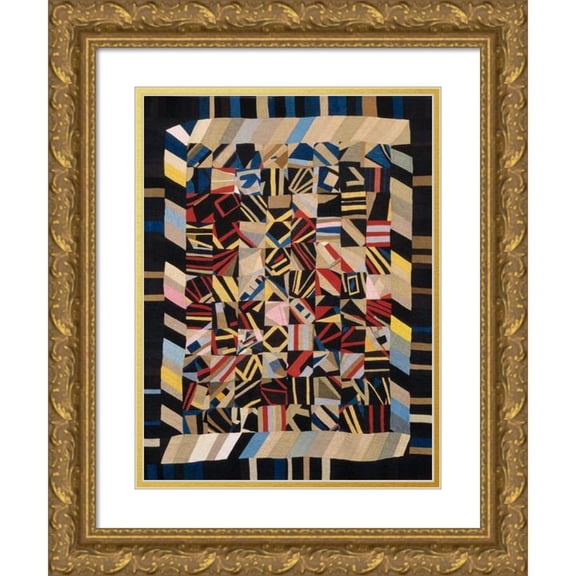 Lydia Beachy 19x24 Gold Ornate Framed and Double Matted Museum Art Print Titled - Amish Crazy Quilt (1910-1920)