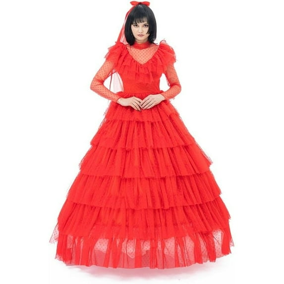 Lydia Bride Costume Plus Size Red Party Ball Gown Wedding Dress for Women