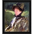 thumbnail image 1 of Lydia Cassatt in a Green Bonnet and a Coat 28x34 Large Black Ornate Wood Framed Canvas Art by Mary Cassatt, 1 of 2