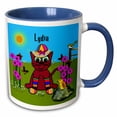 thumbnail image 1 of 3drose, Lydia - Decorative Smudgeart Art Design - Cat in Rainbow Socks, 15oz Two-tone Blue Mug, 1 of 6
