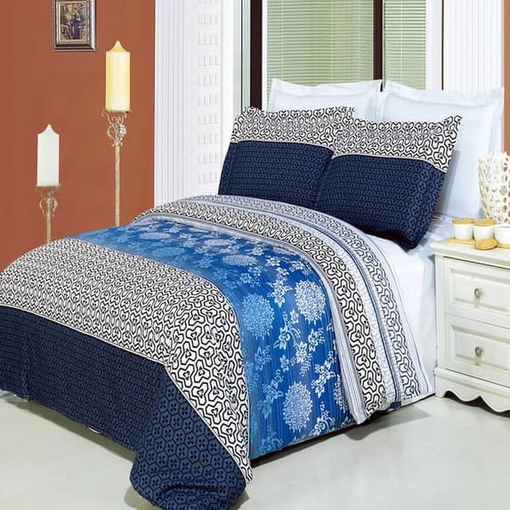 Lydia Printed Combed cotton 3-Piece Duvet Covers Set