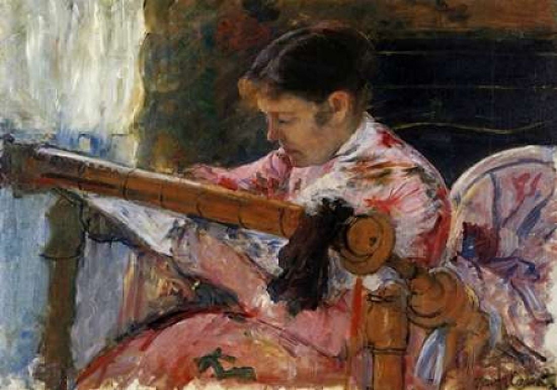 Lydia Seated At An Embroidery Frame 1881 Canvas Art - Mary Cassatt (20 x 28)
