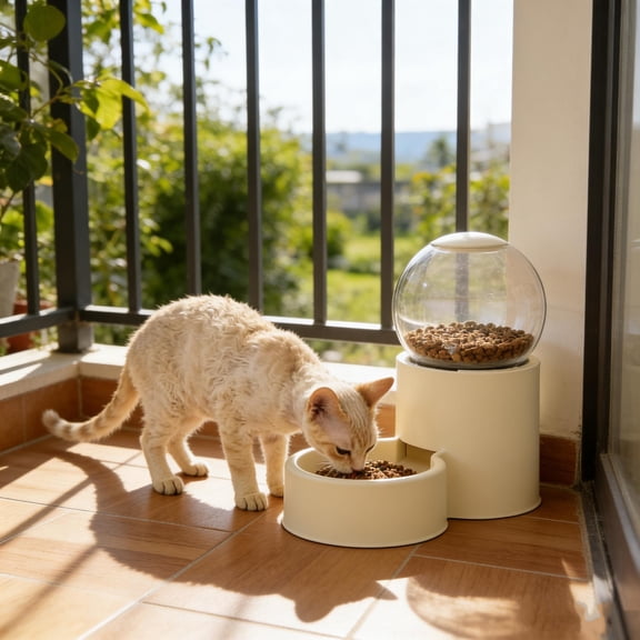 Lydiaunistar Automatic Pussy Dog Feeder with Food Storage Container Pet Smart Feeder with Timer for Dry Food Pet Bowls for Cats Dogs Small Animals