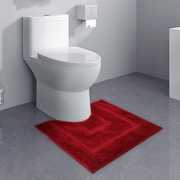 Lydiaunistar Bathroom Toilet Rugs U Shaped,Bath Mats for Bathroom,Bathroom Rugs Non Slip Washable,Absorbent Microfiber Toilet Mat,Soft Plush Shaggy Bath Carpet,15.7" x 19.7",Red