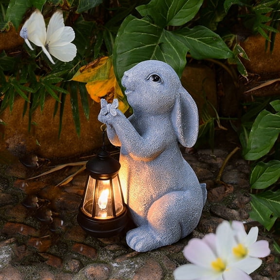 Lydiaunistar Home Decor Collection Outdoor Solar Lights Easter Bunny Resin Solar Outdoor Light Household Animals Statue Ornaments Courtyard Paths Garden Balcony Decoration Lights