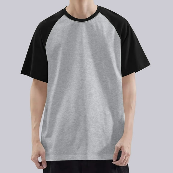 Lydiaunistar Men's Summer Casual Short Sleeve Lapel Shirt Solid Color Round Neck Breathable Lightweight Daily Top Dark Gray 2XL