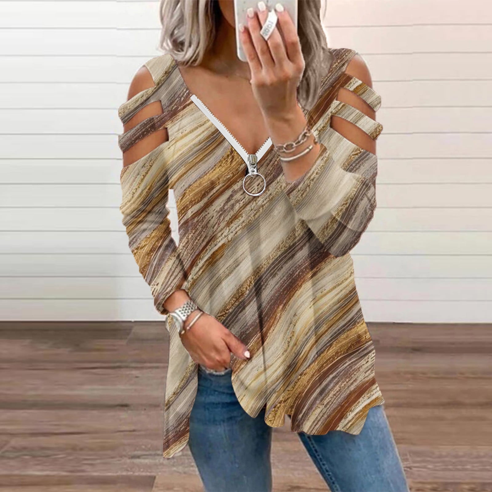 Lydiaunistar Time and Tru Women Long Tops Women's Thin Longsleeved