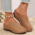 thumbnail image 1 of Lydiaunistar Women's Lace Pattern Closed Toe Mule Flats Wedge Heel Embroidered Loafers Comfortable Slip On Shoes Brown 8.5, 1 of 9