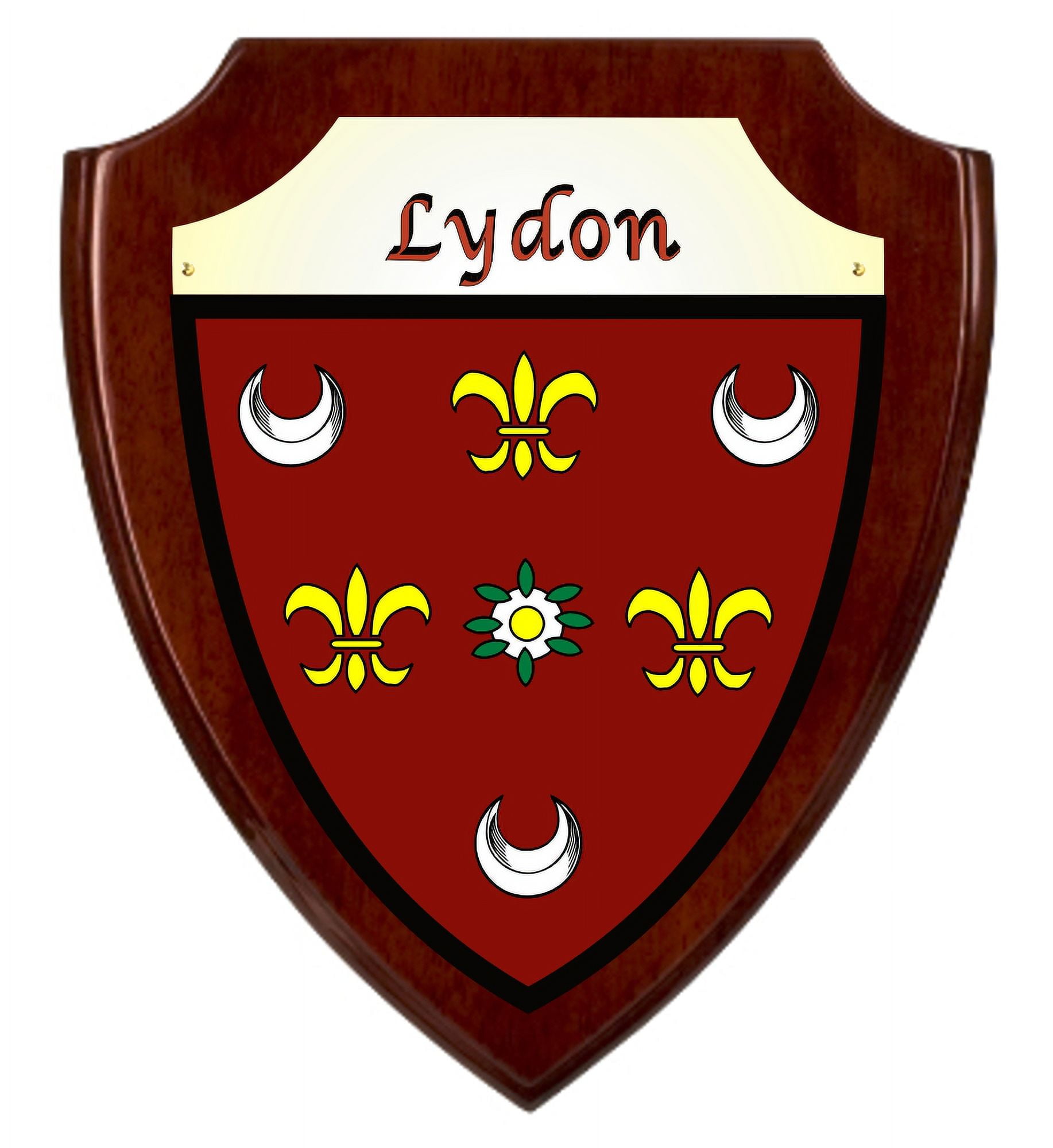Lydon Irish Coat of Arms Shield Plaque - Rosewood Finish