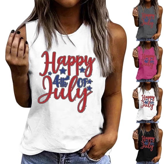 Lydpxz 4th of July Tank Tops for Women Summer Patriotic American Flag Graphic Tees Cute Sleeveless T Shirts Camisole Lightweight Crew Neck Tanks