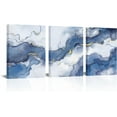 thumbnail image 1 of LyeArtork 3 Pieces Navy Blue and Gold Abstract Marble Canvas Wall Art Decoration Canvas Modern Watercolor Painting Fluid Ink Panitroom Decor for Bedroom Living Room Office Dining Room Home 12"x16", 1 of 6