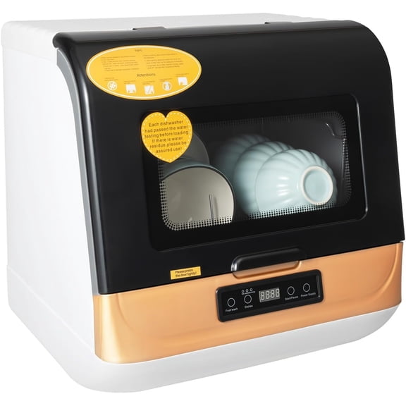 LyeXD 1200W Countertop Dishwasher 4 Washing Programs, Mini Countertop Portable Dishwasher w/Large Capacity, Dishwasher 17.7 * 15.8 * 17.3in, Hot Air-Dry Function for Small Apartments, Dorms and RVs