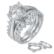 LYEE CYEE 3.0 Carat Moissanite Ring for Women Engagement Ring Enhancer Band Bridal Set Anniversary Birthday Gifts