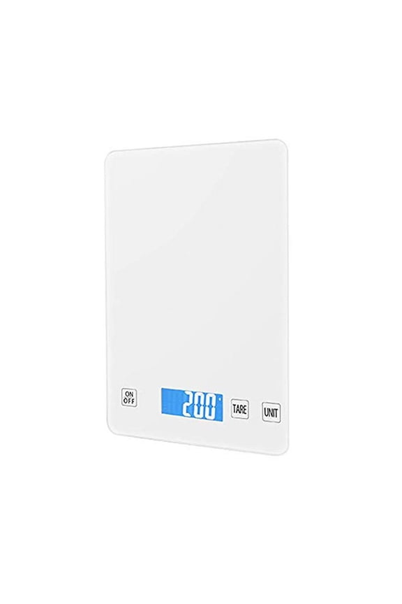 Digital Kitchen Scale in Elegant White Tempered Glass High Precision Function Sensors with Low Error Tolerance Measures up to 20kg 44lbs"