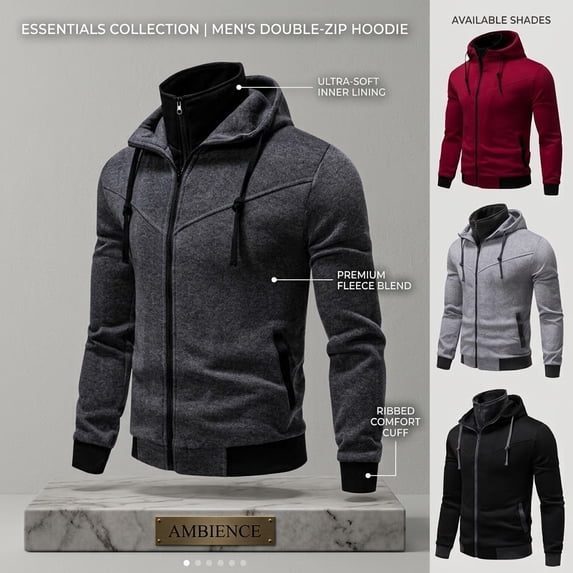 Lyfzbd Mens Hooded Sweatshirt Zipper Long Sleeve Hoodies Drawstring Workout Pullover with Pockets Red XXL