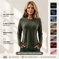 thumbnail image 1 of Lyfzbd Women Long Sleeve Crewneck Tops Base Thermal Underwear Shirt Casual Layer Blouses Versatile Soft Shirt, 1 of 9