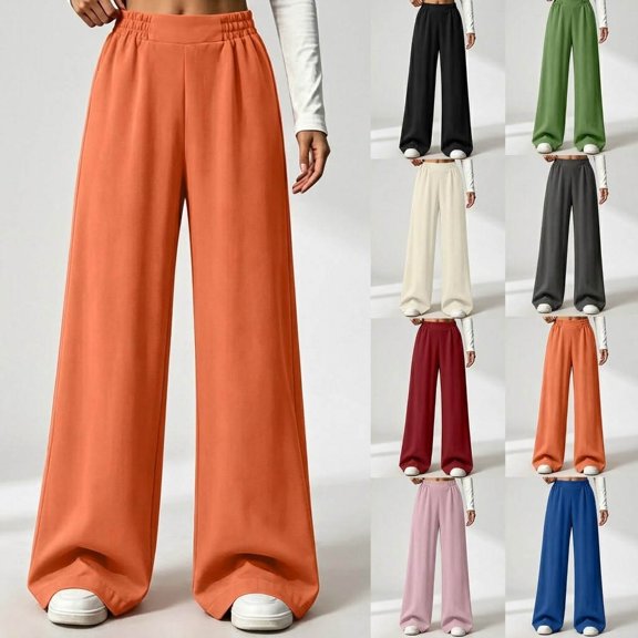 Lyfzbd Women's High Waisted Wide Leg Sweatpants Casual Baggy Lounge Pants Elastic Waist Athletic Yoga Workout Trousers