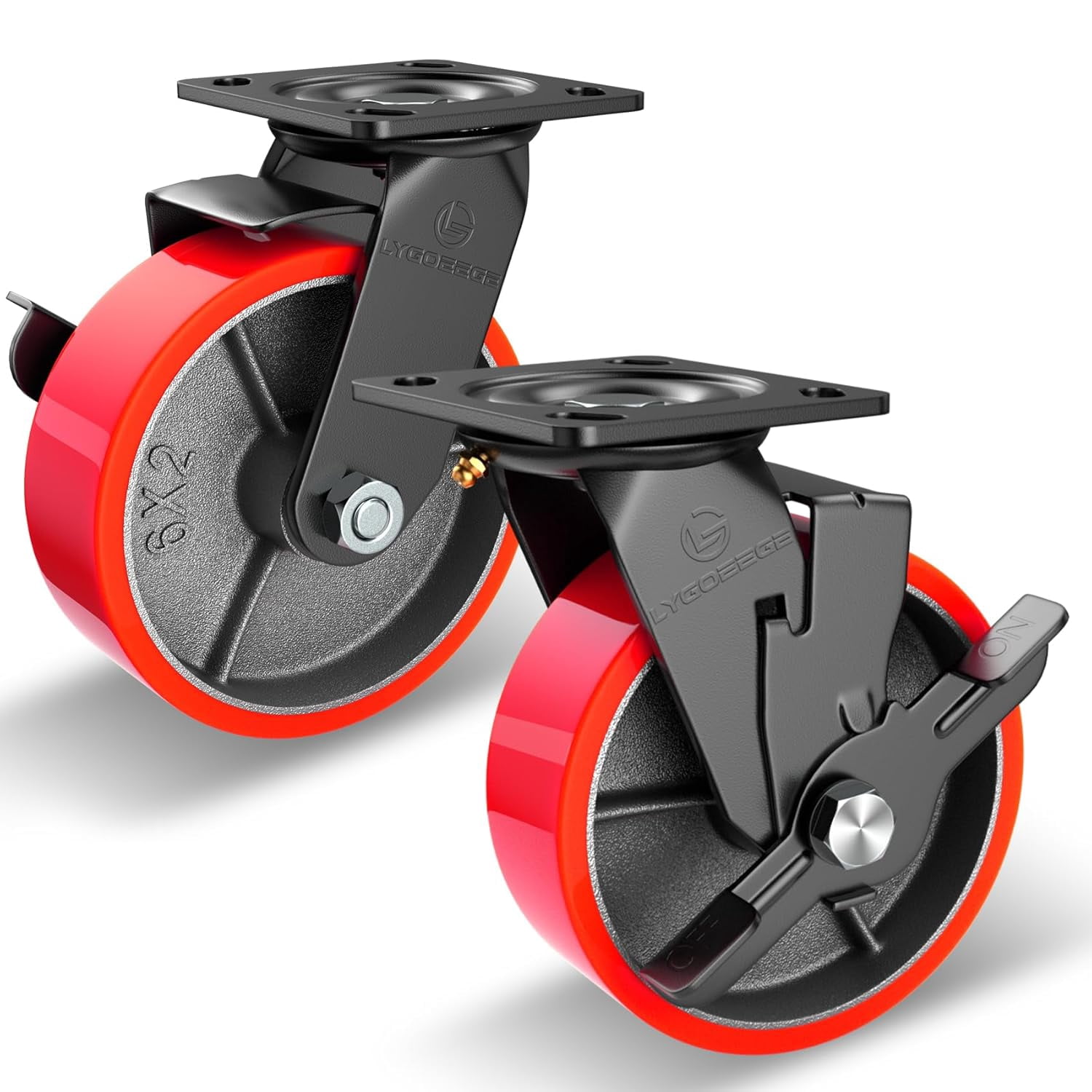 Sy America Polyurethane Steel Heavy Duty Swivel Casters - Industrial Casters With Strong Load Capacity 4400lbs, Silent Use Of Swivel Outdoor Caster - View #12