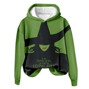 FFNMZC Lyiming Wicked Sweatshirt Graphic Hoodies Wicked Crewneck Unisex Casual Print Sweatshirt Army Green L