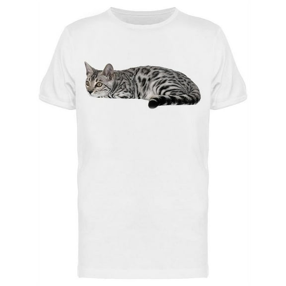 Lying And Looking Bengal Cat T-Shirt Men -Image by Shutterstock, Male Large