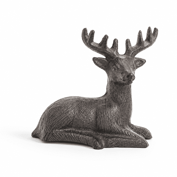 Lying Deer Heavy Duty Cast Iron Rustic Brown Decorative Statue