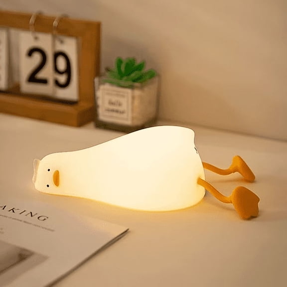 Lying Flat Duck Night Light LED Squishy Duck Lamp Cute Light Duck Silicone Dimmable Nursery Nightlight Rechargeable Bedside Touch Lamp Breastfeeding