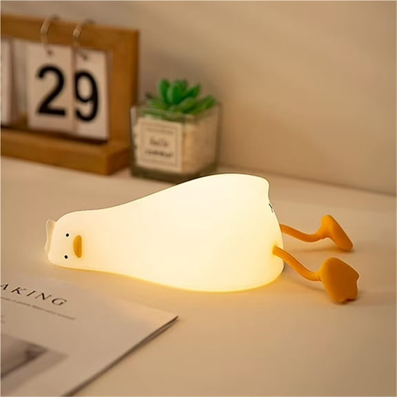 Lying Flat Duck Night Light LED Squishy Duck Lamp Cute Light Duck Silicone Dimmable Nursery Nightlight Rechargeable Bedside Touch Lamp Breastfeeding