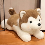 Lying Husky Plush Pillow, Soft Fluffy Dog Stuffed Animal for Kids & Home Decor