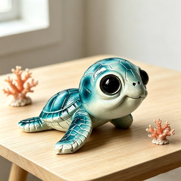 Lying Turtle Resin Ornament, Realistic Hand-Painted Texture and Compact Size, Weather Resistant Small Statue for Desktop Display, Courtyard Garden, Balcony Layout and Outdoor Landscaping