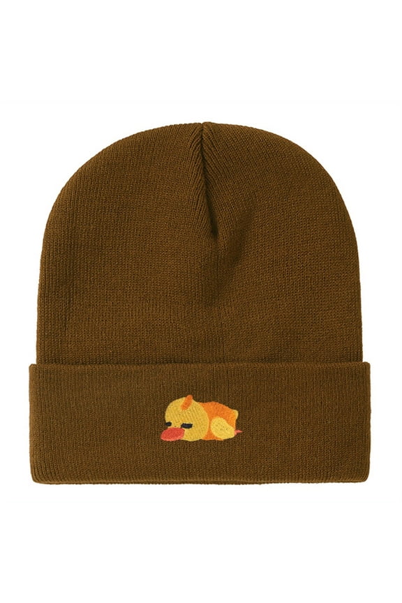 Lying duck embroidered knitted hat unisex