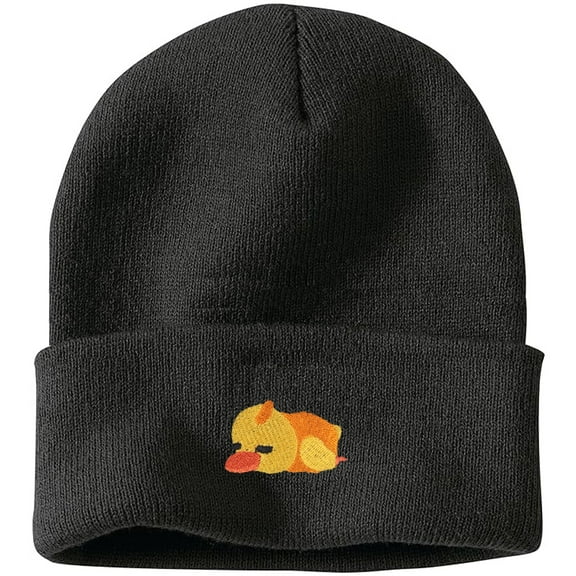 Lying duck embroidered knitted hat unisex