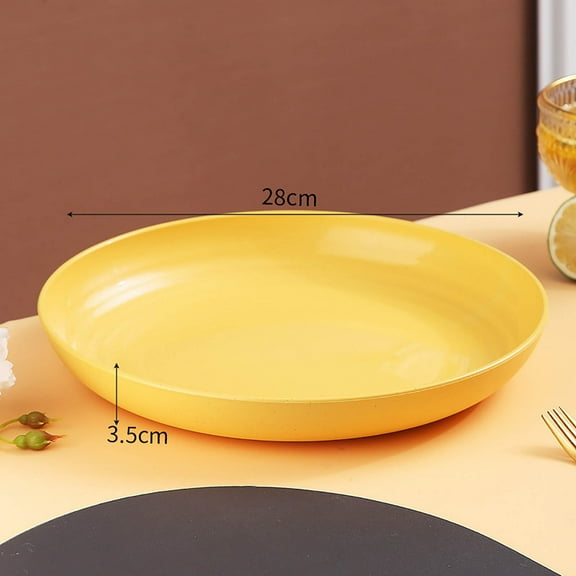 Lyinloo Clearance Under $2.00 Large Deep Plastic Plates 1 Pieces, 9 Inch Dinner Plates, Unbreakable and Reusable Light Weight Dinner Plates Pasta and Dumpling Bowl Microwave Safe