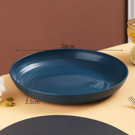 Lyinloo Clearance Under $2.00 Large Deep Plastic Plates 1 Pieces, 9 Inch Dinner Plates, Unbreakable and Reusable Light Weight Dinner Plates Pasta and Dumpling Bowl Microwave Safe