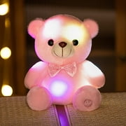 Lyinloo Clearance Under $2.00 Light up Christmas Gift Teddy Bear LED Stuffed Animal Soft Nightlight Glow Bear Plush Toy Gifts for Kids Mom Girls Valentine's Day Birthday, 8"