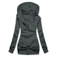 thumbnail image 1 of Lyinloo Fashion Woman Long Sleeve T-Shirt Autumn Solid Blouse Hooded Cardigan Pocket Zipper Coat Tops Gray L, 1 of 3