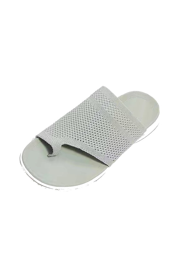 Fashion Women Ankle Strap Summer Slide Sandals Flats Flip-Flops Shose Gray 37